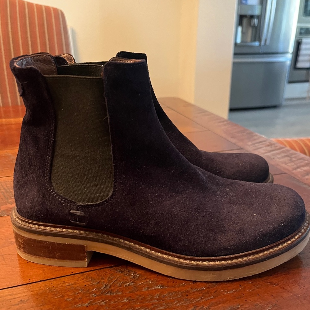 Barneys New York blue suede Chelsea boots